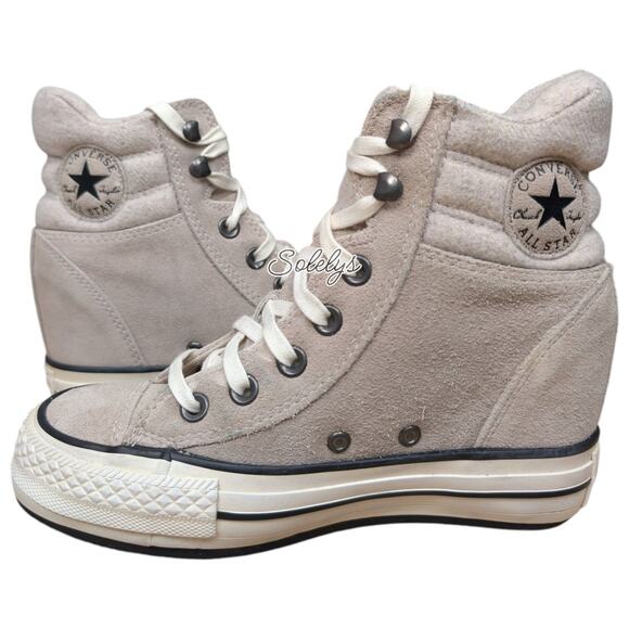 Converse 2016 Platform Plus Collar Suede Hidden Wedge Portrait Gray Sneaker 5.5 - Picture 1 of 11
